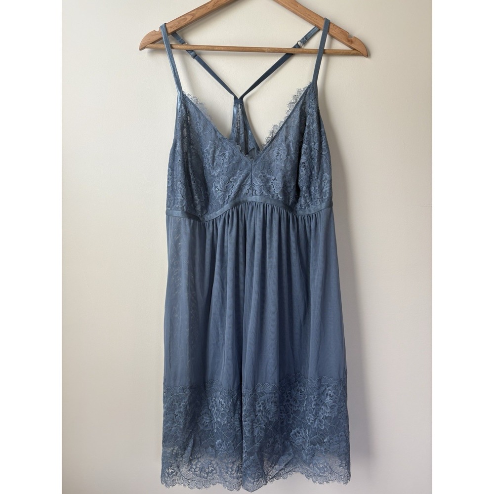 Women's Soma Blue Lace Chemise Size 2XL With Adjustable Straps